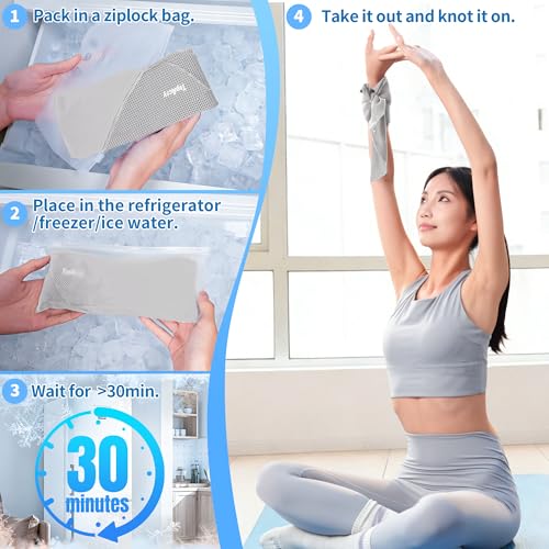 2-Pack New Upgraded Cooling Neck Wraps, Neck Coolers for Hot Weather, Leak-Proof Cooling Gel, 360° Full-Wrap, Cool Relief - Head, Neck, Wrists... - color: Blue+gray