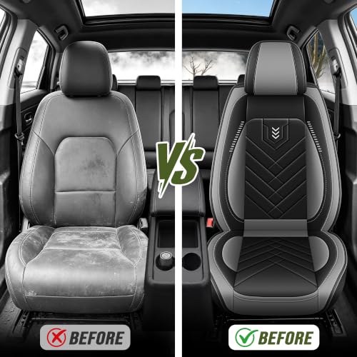 DISUTOGO for 2018 Dodge ram seat Covers 2012-2025 2026 RAM 1500 2500 3500 | Dodge Ram Seat Covers Full Set, Faux Leather Custom Fit Ram 1500 2500 3500 Truck, Flat Bench - color: 110-Black&Grey-Flat Bench, size: 5 Seats full set-RAM 2012-2026