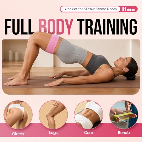 Fabric Resistance Band Set with Exercise Guide, 3 Levels for Hip and Glute | For women and men; 3 resistance levels with an exercise guide for legs, squats, yoga, fitness, and physical therapy - color: gray, pink, green
