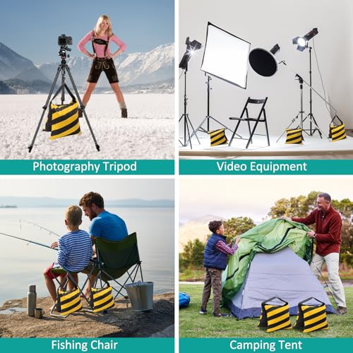 Aimosen 4 Packs Yellow Sandbag Weight Bags for Light Stand Photography Video Equipments, Heavy Duty Saddlebags for Backdrop Stand, Photo Tripod, Pop up Tent, Umbrella Base, Fishing Chair, Picnic Table - color: Yellow