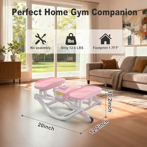 HOTWAVE Rock Stepper, The Rock Stepper Side to Side Exercise Machine – 350 lb Capacity, Oversized Pedals, Low Impact 3D Lateral Stepper for Home Workout - color: Pink