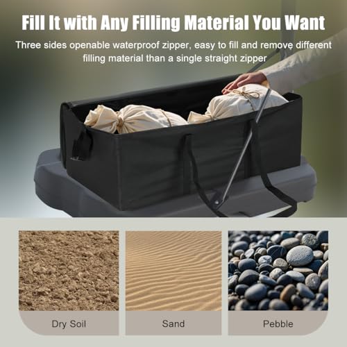 Weighted Base Anchor for Basketball Hoops- Portable Sandbag Holds 300+ Lbs | Heavy Duty 600D Waterproof Base Stabilizer for Basketball Goals - All-Weather Resistant, Black