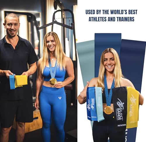 Resistance Bands – Exercise & Loop Stretch Bands for Working Out, Physical Therapy & Home Gym – 100% Natural Latex, Free Workout Videos – Co-Owned by Caroline Marks