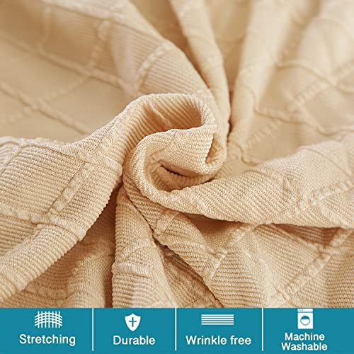 ANWUCHEN Ottoman Cover Rectangle, Stretch Storage Ottoman Cover-Jacquard Ottoman Covers Slipcover Rectangle-Removable Storage Bench Cover Folding Ottoman Covers with Elastic Bands Ties,Beige Large - color: Beige, size: 50"D x 16"W x 15"H