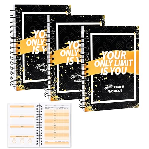 3 PCS Fitness Tracker Journal Portable Workout Notebook 90-Day Exercise Planner for Record Your Daily Progress 5.5 x 3.93 inch