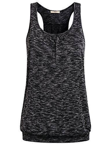 Miusey Womens Sleeveless Round Neck Loose Fit Racerback Yoga Tank Top - color: 1# Black Space Dye, size: X-Large