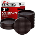 Non Slip Furniture Pads- 3"x3" Round Anti Skid Caster Cups Furniture Coasters, Anti-Sliding Grippers Floor Protectors for Furniture Bed, Couch, Chair Leg, Brown(Set of 8) - size: 3" 8pcs Brown