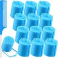 Syhood 12 Pcs Jumbo Foam Sponge Hair Rollers 1.89 Inch Soft Sleeping Curlers Flexible Large Foam Rollers and Rat Tail Comb for Hair Styling(Blue) - color: Blue