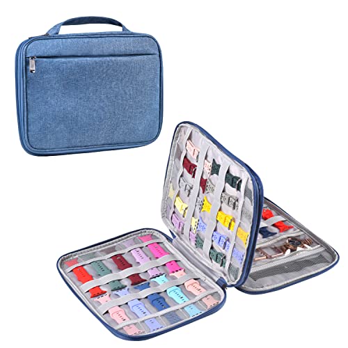 Watch Band Storage Case Watch Band Organizer Bag Watch Band Case and Storage Holder Watch Bands Holder Carrying Case Compatible with 35 Watch Straps and Accessories - color: Blue