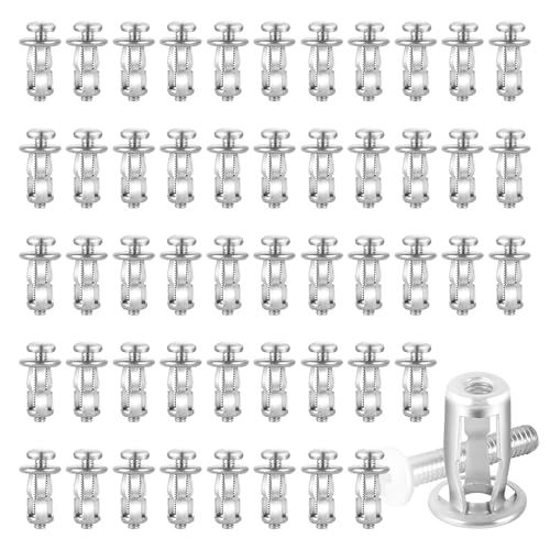 50Pcs M4 x 20 Hollow Door Anchor Set, Hollow Metal Cavity Fixing Wall Anchors for Aluminium cladding Sheet Steel Pipe, Iron Sheet, Plastic Sheet(8 * 16MM) - color: M4 x 50(8*16MM)