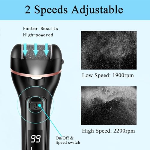 Callus Remover for Feet, 13-in-1 Professional Pedicure Tools Foot Care Kit, Foot Scrubber Electric Feet File Pedi for Hard Cracked Dry Dead Skin, 3 Rollers, 2 Speed, Battery Display (Black) - style: Black