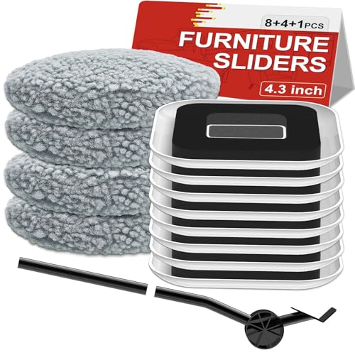 New Upgrade Furniture Sliders: Multi-Surface 3-in-1 Furniture Movers Slider | Heavy Moving Pads with 8PCS 4.3" Carpet Sliders + 4PCS Hard Floor Socks + 1 Lifter - Protect Floor and Easily Move Furniture - size: 4.3in 8+4+1Pack