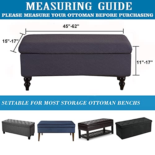 ANWUCHEN Ottoman Cover - Rectangle, Storage Ottoman Covers with Elastic Bands Tie, Dark Gray Large - color: Dark Gray, size: 50"D x 16"W x 15"H