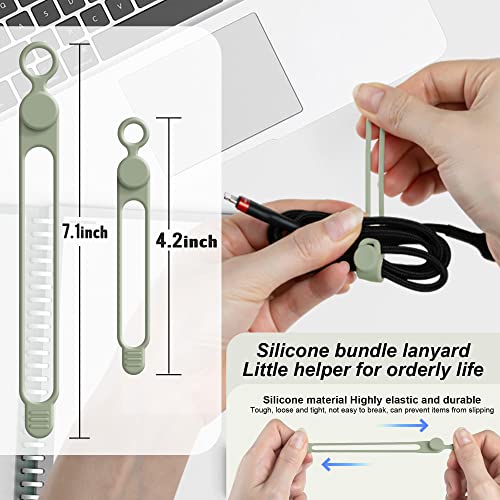 Silicone Cable Ties Cord Organizer for Cable Management, 16PCS 4.2" and 7.1" Reusable Cable Organizer Electronic Accessories for Home, Office, Kitchen, School, Travel (Green) - color: Green, size: 4.2 Inch+7.1 Inch