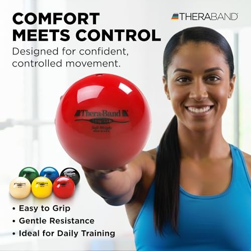 THERABAND Soft Weight Set of 6, 4.5" Ball-Shaped Isotonic Exercise Balls for Physical Therapy, Weighted Ball Set for Pilates, Shoulder Strength & Rehab, Color-Coded, Portable & Easy to Grip - color: Assorted - Set of 6