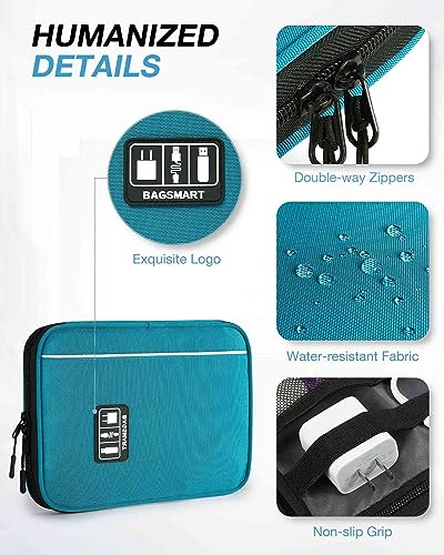 BAGSMART Large Electronics Organizer Travel Case for Tech Accessories, Blue | Travel Cable Organizer, For Travel Essentials, Cord Organizer, For Phone Power Bank SD Card - color: Blue
