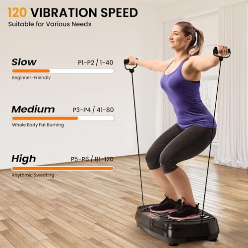 Vibration Plate Exercise Machine: TISSCARE Vibrating Plates for Weight Loss and Lymphatic Drainage, 400lbs Shake Plate Whole Body Workout Platform for Home Fitness Fat Burner Gifts - color: Black
