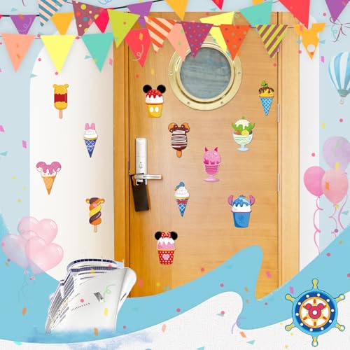 RiVolTa Mouse Cruise Door Magnets - 12 Pcs Summer Ice Cream Cute Ship Cabin Magnetic Stickers Funny Mice Decorations Garage Stateroom Accessories for Holiday Carnival Party Locker Refrigerator Decor - color: Ice Cream