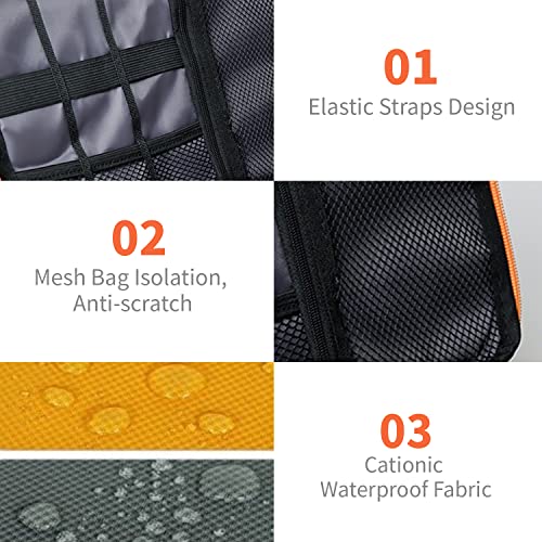 Lcsmaokin Electronics Travel Organizer,Portable Waterproof Electronic Travel Storage Bag for Small Charging Cord Storage,Charger,SD Card etc,for Travel,Business-Grey Orange - color: B-Grey-Orange, size: Single Layer