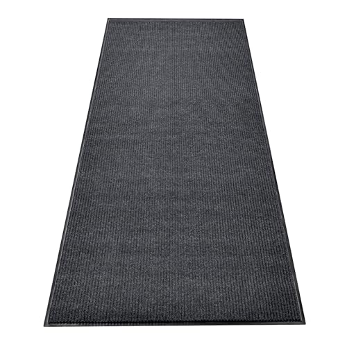 Durable Rubber Door Mat - Heavy Duty, Indoor/Outdoor, Easy Clean, Waterproof, Low-Profile Mat for Entry, Patio, Garage - Stylish (Charcoal, 6' x 2' (Mud Trapper)) - color: Charcoal, size: 2 x 6 feet