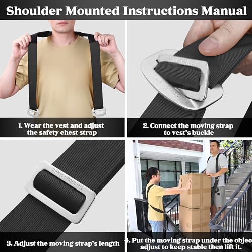 DEYACE Moving Straps 2-Person Lifting Straps for Moving Item up to 800 lbs - color: Z-Black