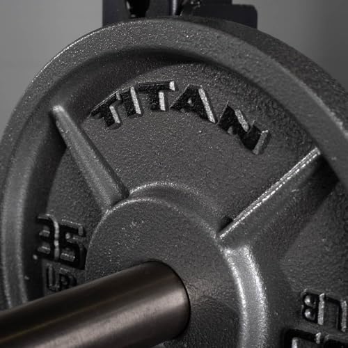 Titan Fitnes Cast Iron Olympic Plates, Classic Weight Plate Design, Hammer Finish - size: 35 LB Individual