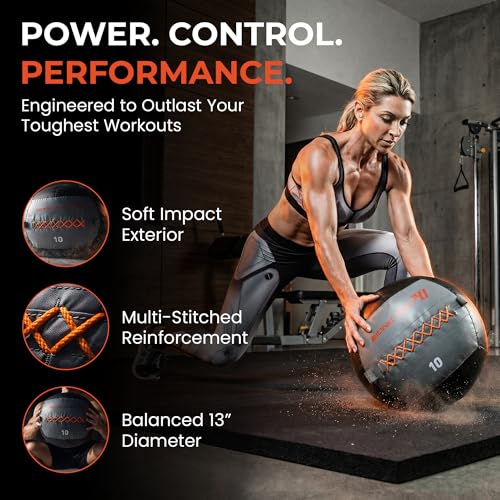 Bionic Body Soft Medicine Ball Weighted Slam Wall Ball for Cardio Workout and Core Training – Ideal for Squat, Lunge, and Partner Toss - style: 10LB