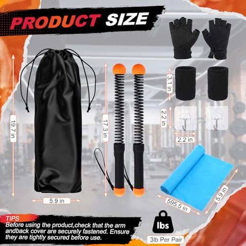Lewtemi 14 Pcs Weighted Ropeless Battle Ropes Set Portable Cordless Battle Ropes Set Heavy Duty Exercise Equipment with Poster for Home Gym, HIIT Cardio and Weight Loss, Low-Impact Aerobic Training