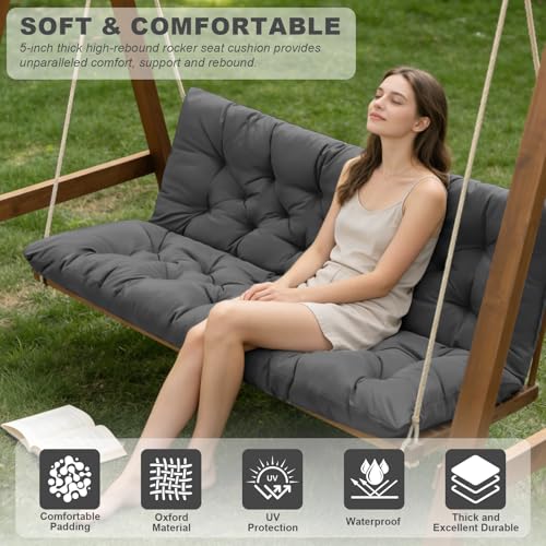 Porch Swing Cushions,Outdoor Cushions 3 Seater Replacement with Backrest, Waterproof Thickened Bench Cushion with Ties for Porch, Patio,Outdoor, Backyard and Garden (Dark Gray 40 * 40 in) - color: Dark Gray, size: 40x 40 inches