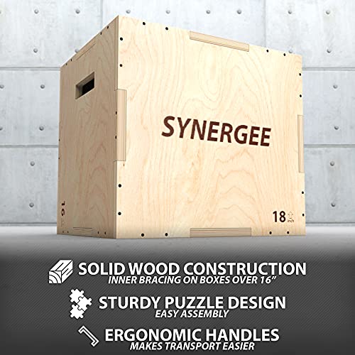Synergee 3 in 1 Wood Plyo Box – Multiple Sizes - color: Wood Plyo - 20/18/16