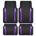 CAR PASS Heavy Duty Rubber Car Mats Metallic,Aluminum Film All Weather Floor Mats Waterproof Universal Trim to Fit SUVs Sedans Vans 4 Piece Anodized Deep Dish Two-Tone Sporty Black Purple Chrome - color: BLack Purple