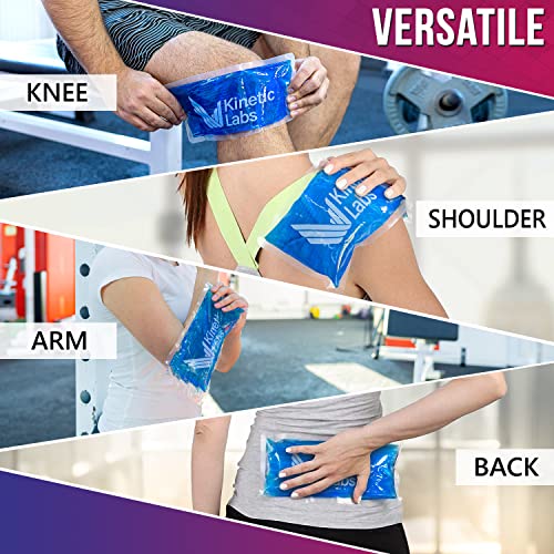Reusable Gel Ice Packs for Injuries by Kinetic Labs (2 Pack) - Hot Cold Packs for Injuries 11" x 5.3" - Flexible Ice Packs for Back Head Knee Shoulder Neck Ankle Elbow Feet Headaches Surgery (Large) - size: Large (Pack of 2)