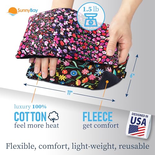 SunnyBay Small Microwave Heating Pad, Microwavable Bean Bag Cold/Hot Wrap for Neck, Shoulder & Back Pain Relief, Moist Heat Cotton-Fleece Pack, 6x11 Inches, Meadow & Melody Flowers, Pack of 2 - color: Pack of 2 - Meadow & Melody Flowers