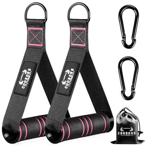 Heavy Duty Exercise Handles, Gym Cable Handles for Cable Machine Attachments, D Handle Cable Attachments, Handles for Resistance Bands, Workout Accessories, Fitness Equipment for Home Gym - color: Black Pink