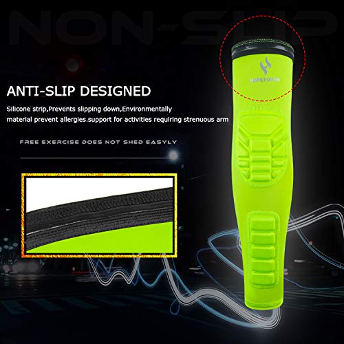 2PCS Padded Elbow Forearm Sleeves Compression Arm Protective Support - color: Green Padded Elbow Forearm, size: Small