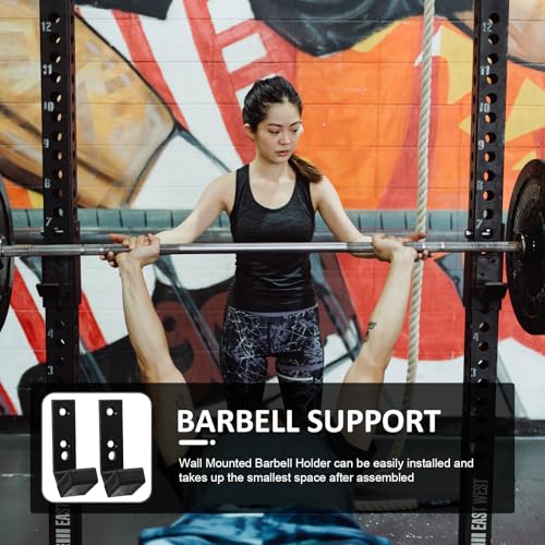 FOMIYES 2Pcs Wall Mounted Barbell Storage Rack Pa PP Fitness Equipment Holder Space-saving Dumbbell Rod Stand Compatible with Electroplated Bars Easy Installation and Stable Support