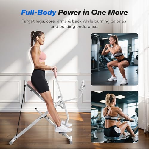 MERACH Upgraded Squat Machine for Women, Smart Row and Deep Squat Trainer with Tablet Stand, Adjustable Resistance & 350LB Weight Capacity, Foldable Home Exercise Equipment, Connect MERACH APP - style: R07 PRO - White