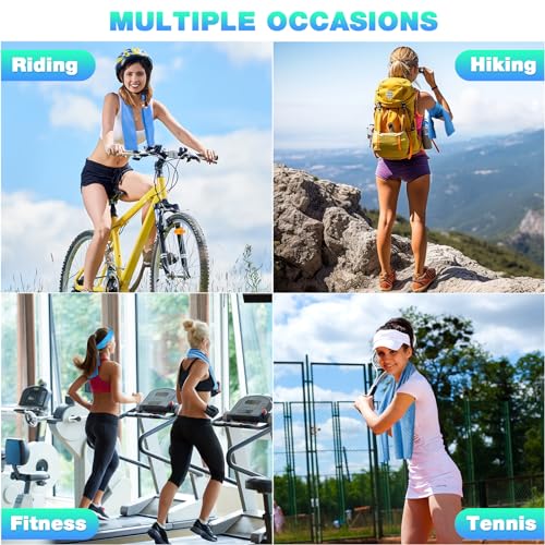 MENOLY 10 Pack Cooling Towels, 40"x12" Cooling Towels for Neck and Face with Breathable Carrying Bags,Soft Microfiber Instant Cooling Rags, Gym Workout Sweat Towel for Sports, Yoga, Camping, Running - size: 10 Pack