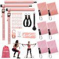 Upgraded Pilates Bar Kit with Resistance Bands Natural Latex for Women & Men, Heavy-Duty Stainless Steel Multifunctional Yoga Pilates Stick for Home Gym Exercise Fitness Equipment Full-Body Workouts - color: Rose Pink