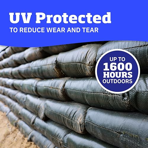 DURASACK Heavy Duty Sandbags with Ties, 14x26, Empty, Green, Pack of 100 | Woven Polypropylene Sandbags for Flood Control with 1600 Hours of UV Protection, 50 lbs Capacity - color: Green, size: 100 Sandbags