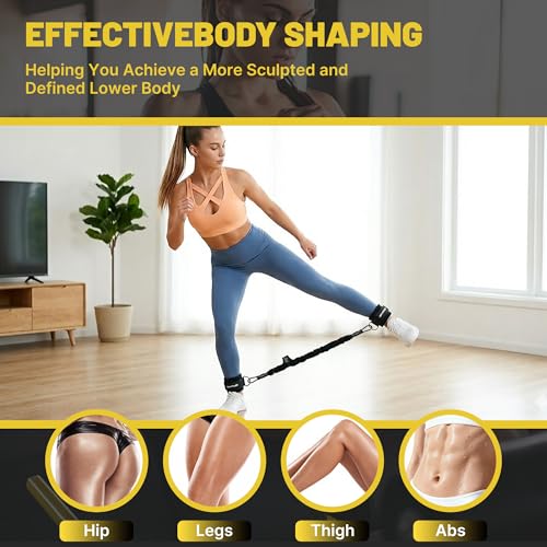 Pedal Resistance Band & Ankle Resistance Bands Set with Door Anchor & Fixed Strap, 20-30-40lbs 3 Resistance Bands for Women, Full Body Abdomen Leg Core Home & Postpartum Workout Fitness Equipment - color: Black