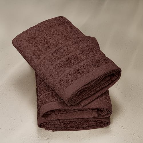 Tens Towels Pack of 6 Hand Towels, 100% Cotton, Lighter Weight, Quick to Dry, 16 x 28 Inches, Super Soft & Absorbent, Perfect for Bathroom & Kitchen (Brown) - color: Brown