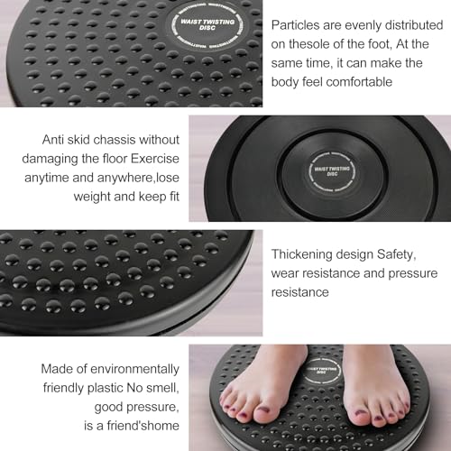 H H&J HUAJIAN Waist Whisper Disc,Body Twister Waist Twister Body Shaping Rotating Board for Women's Twisting Sports Equipment Aerobic Exercise Foot Massage - color: Black