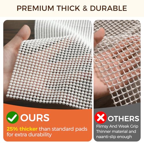 BAGAIL BASICS 2 x 3 FT Rug Pad Gripper for Hardwood Floors, Non Slip Rug Pads for Area Rugs, Extra Thick Under Rug Padding, Protect Your Rugs & Floors - size: 2' x 3' (Rectangular)