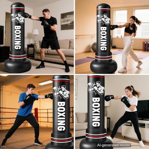 Punching Bag for Adults with Stand, 74.8'' Free Standing Heavy Boxing Bag with Gloves and Pump for Men Women Teen Boys Girls Kickboxing Beginners Home Training MMA Muay Fitness Thai