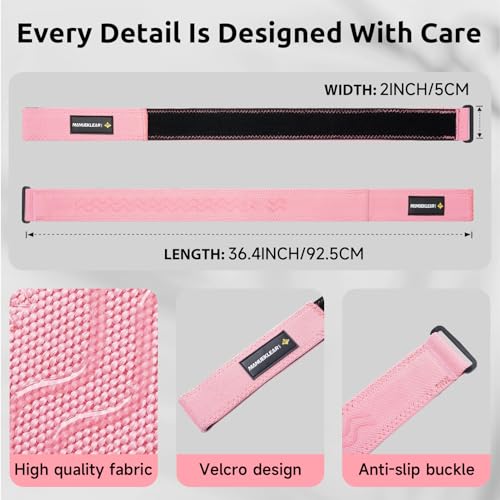 MANUEKLEAR Non-Slip Blood Flow Restriction Bands for Thighs, BFR Booty Bands for Women Glutes Leg, Adjustable Occlusion Thigh Bands for Workout Leg & Hip - color: Pink
