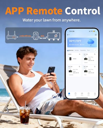 Diivoo Brass 3 Zone WiFi Water Timer | App Remote Control, 18 Irrigation Plans, Rain Delay & Mist Mode for Garden Lawns, Compatible with Alexa/Google Assistant - size: 3 Outlets