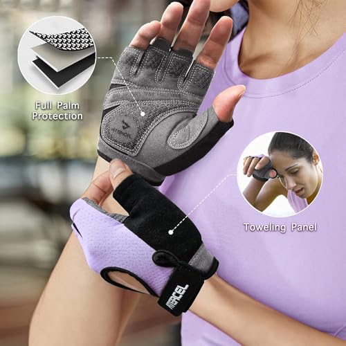 ATERCEL Weight Lifting Gloves Full Palm Protection, Workout Gloves for Gym, Cycling, Exercise, Breathable, Super Lightweight for Mens and Women - color: Violet, size: Small