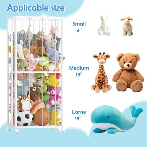 Stuffed Animal Storage Zoo Metal Toy Organizer 61x23.6x16.5in with Wheels - size: X-Large