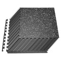 VEVOR 0.56Inch 96sq.ft 24 Tiles Gym Flooring for Home Gym, Rubber Top with High Density EVA Foam, 24 x 24In Gym Floor Exercise Equipment Mats, Interlocking Gym Mats, Puzzle Workout Mats, Black & White | Rubber Top with High Density EVA Foam, Lightweight G